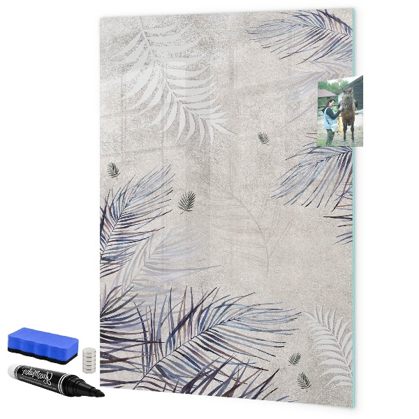 Pizarra borrable de cristal con imanes Elegante tablero fotográfico con plantas