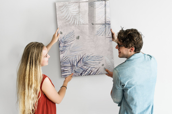 Pizarra borrable de cristal con imanes Elegante tablero fotográfico con plantas