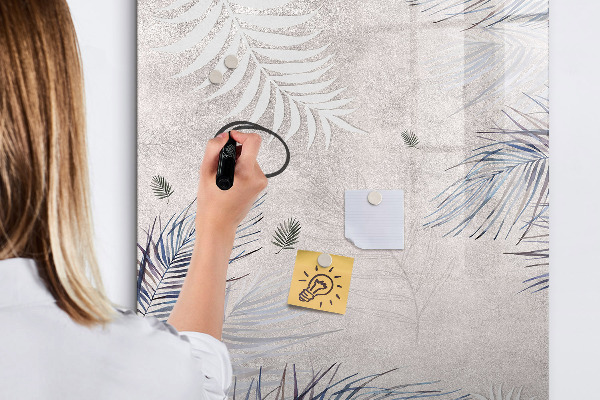 Pizarra borrable de cristal con imanes Elegante tablero fotográfico con plantas