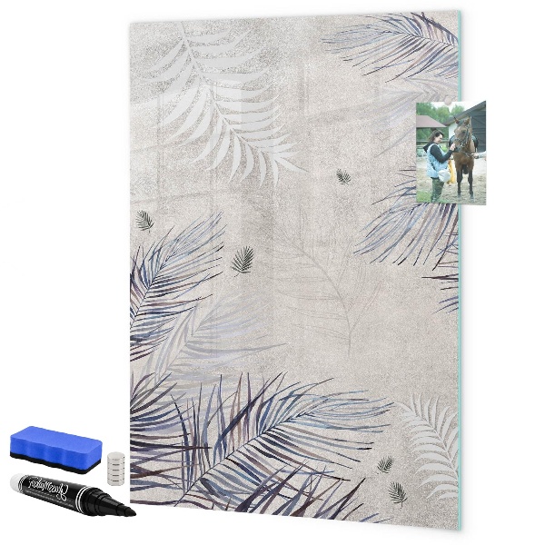 Pizarra borrable de cristal con imanes Elegante tablero fotográfico con plantas