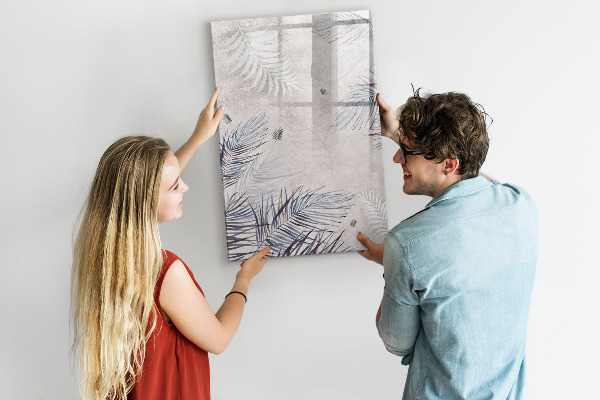 Pizarra borrable de cristal con imanes Elegante tablero fotográfico con plantas