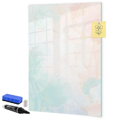 Pizarra borrable de cristal con imanes Un tablero colorido para fotos y notas.
