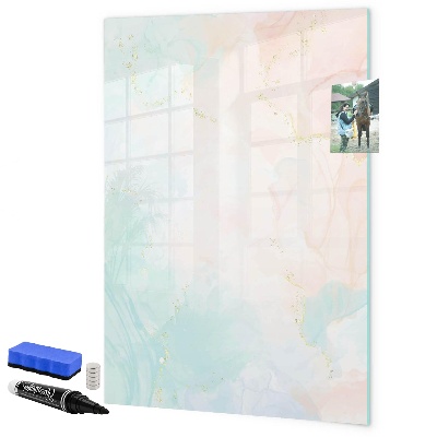 Pizarra borrable de cristal con imanes Un tablero colorido para fotos y notas.