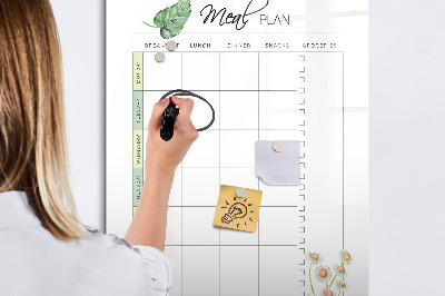 Pizarra magnética de pared con rotulador Plan de comidas para cada semana
