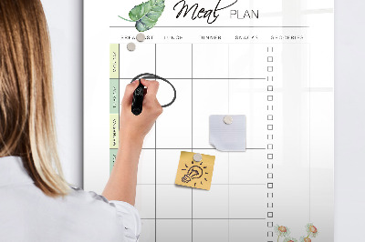 Pizarra magnética de pared con rotulador Plan de comidas para cada semana