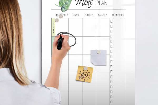 Pizarra magnética de pared con rotulador Plan de comidas para cada semana