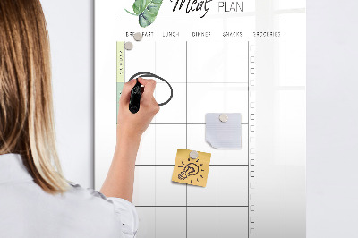 Pizarra magnética de pared con rotulador Plan de comidas para cada semana