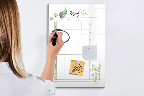Pizarra magnética de pared con rotulador Plan de comidas para cada semana