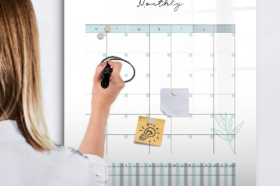 Pizarra magnética de pared con rotulador Planificador mensual con espacio para fotos