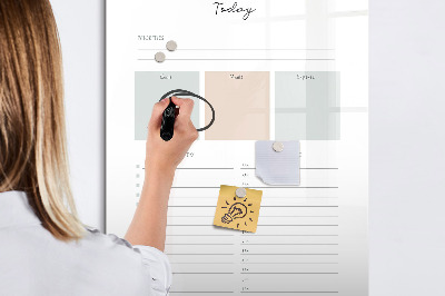 Pizarra magnética de pared con rotulador Horario diario con espacio para fotos