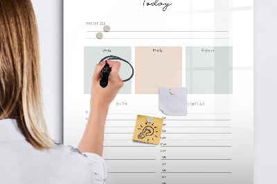 Pizarra magnética de pared con rotulador Horario diario con espacio para fotos