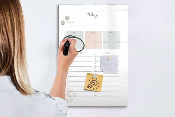 Pizarra magnética de pared con rotulador Horario diario con espacio para fotos