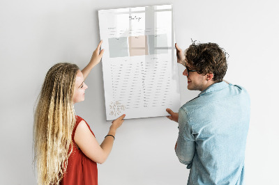 Pizarra magnética de pared con rotulador Horario diario con espacio para fotos