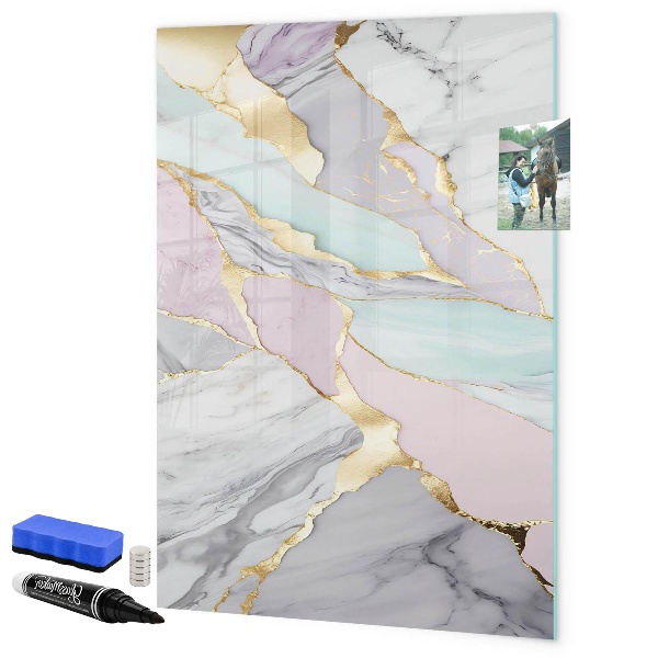 Pizarra magnética de pared con rotulador Un elegante tablero para notas y fotos.