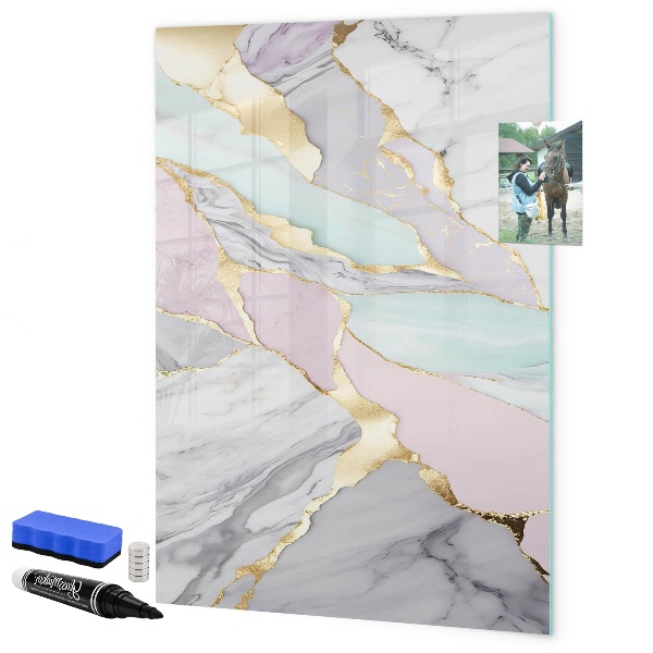 Pizarra magnética de pared con rotulador Un elegante tablero para notas y fotos.