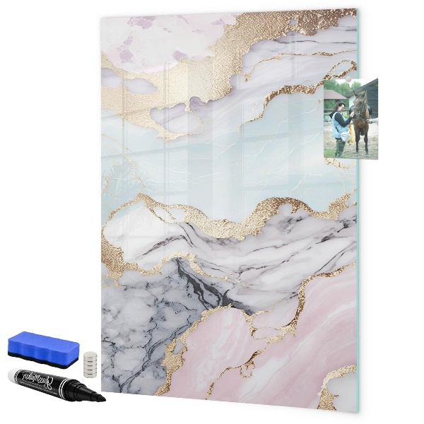 Pizarra borrable de cristal con imanes Un elegante tablero para notas y fotos.