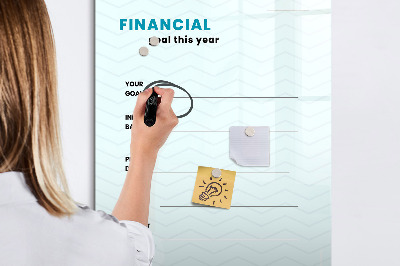 Pizarra magnética de pared con rotulador Plan financiero para este año