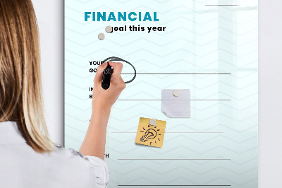 Pizarra magnética de pared con rotulador Plan financiero para este año