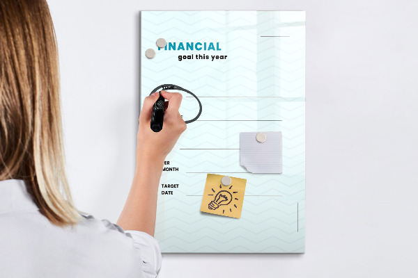 Pizarra magnética de pared con rotulador Plan financiero para este año