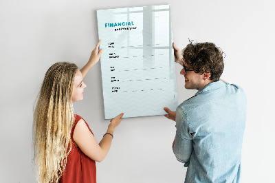 Pizarra magnética de pared con rotulador Plan financiero para este año