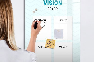 Pizarra borrable de cristal con imanes Tablero de visión para metas de vida