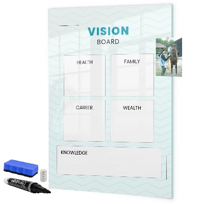 Pizarra borrable de cristal con imanes Tablero de visión para metas de vida