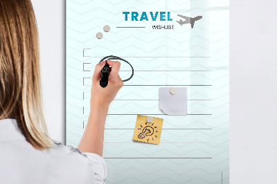 Pizarra magnética de pared con rotulador Lista de deseos de viaje con inspiración