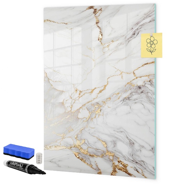 Pizarra borrable de cristal con imanes Elegante tablero fotográfico de mármol