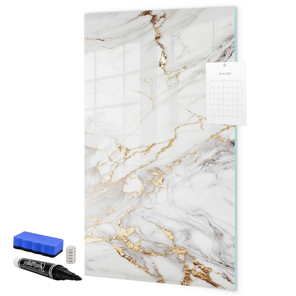 Pizarra borrable de cristal con imanes Elegante tablero fotográfico de mármol