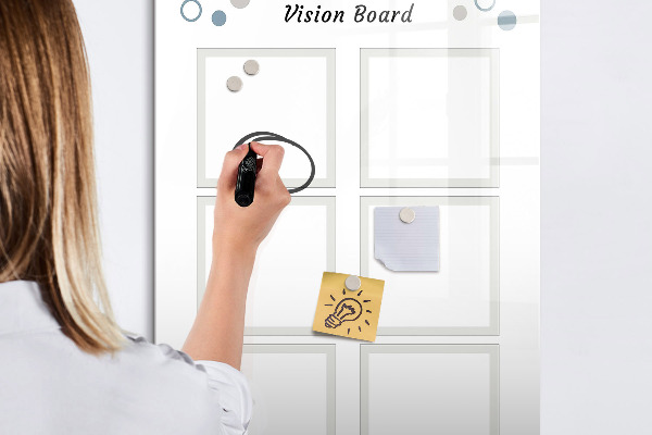 Pizarra magnética de pared con rotulador Tablero de visión para ideas creativas