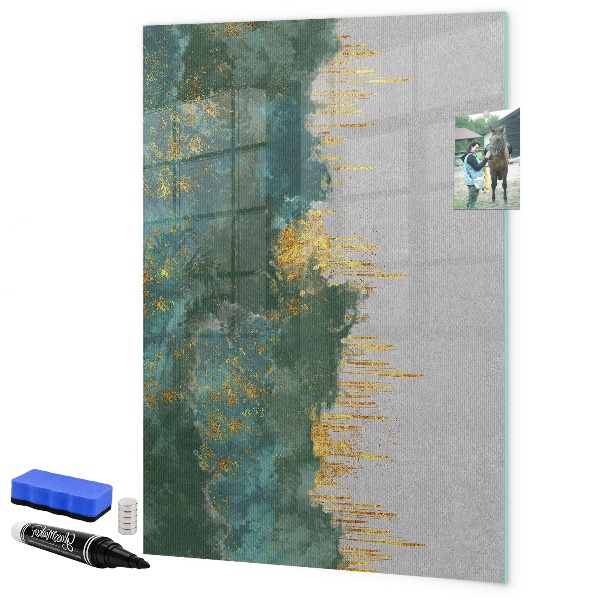 Pizarra borrable de cristal con imanes Tablero moderno para fotos y notas.