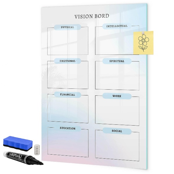Pizarra magnética de pared con rotulador Tablero de visión para metas personales