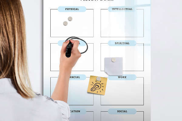 Pizarra magnética de pared con rotulador Tablero de visión para metas personales