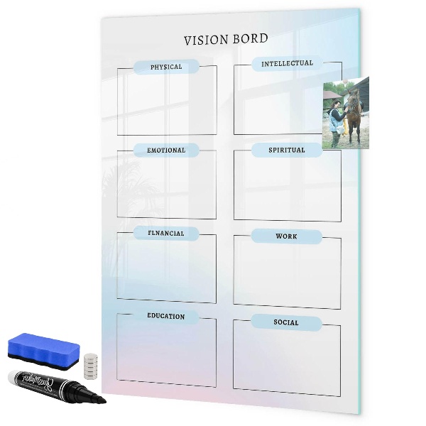 Pizarra magnética de pared con rotulador Tablero de visión para metas personales