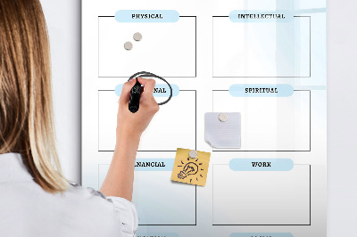Pizarra magnética de pared con rotulador Tablero de visión para metas personales