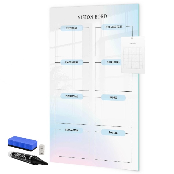Pizarra magnética de pared con rotulador Tablero de visión para metas personales