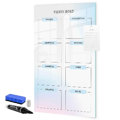 Pizarra magnética de pared con rotulador Tablero de visión para metas personales
