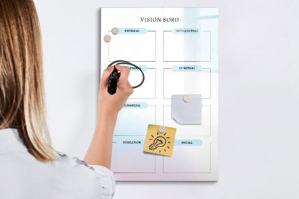 Pizarra magnética de pared con rotulador Tablero de visión para metas personales