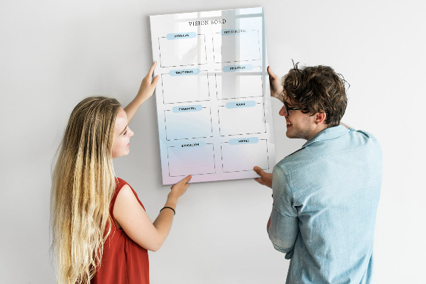 Pizarra magnética de pared con rotulador Tablero de visión para metas personales