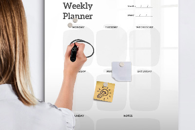 Pizarra magnética de pared con rotulador Planificador semanal con espacio para fotos