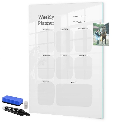 Pizarra magnética de pared con rotulador Planificador semanal con espacio para fotos