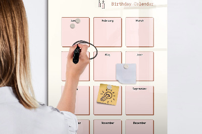 Pizarra magnética de pared con rotulador Calendario de cumpleaños con espacio para fotos