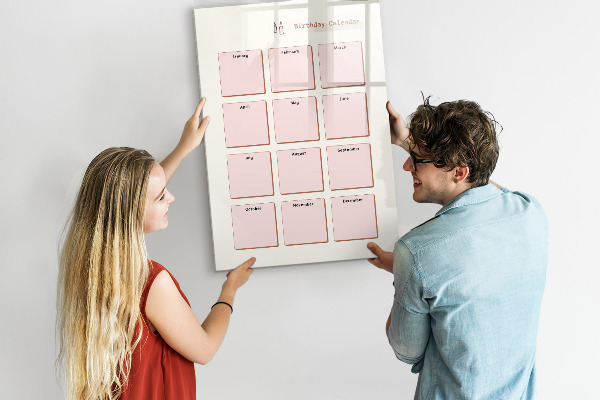 Pizarra magnética de pared con rotulador Calendario de cumpleaños con espacio para fotos