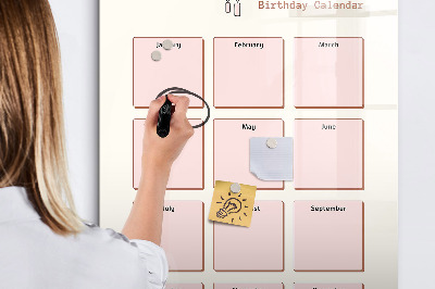 Pizarra magnética de pared con rotulador Calendario de cumpleaños con espacio para fotos