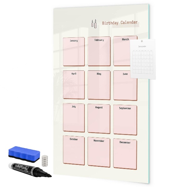 Pizarra magnética de pared con rotulador Calendario de cumpleaños con espacio para fotos