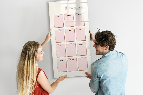 Pizarra magnética de pared con rotulador Calendario de cumpleaños con espacio para fotos