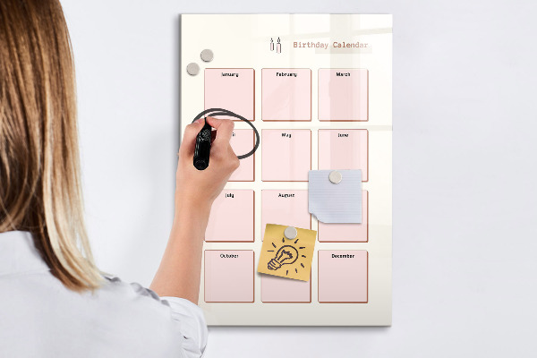Pizarra magnética de pared con rotulador Calendario de cumpleaños con espacio para fotos