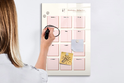 Pizarra magnética de pared con rotulador Calendario de cumpleaños con espacio para fotos