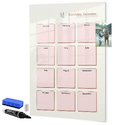 Pizarra magnética de pared con rotulador Calendario de cumpleaños con espacio para fotos