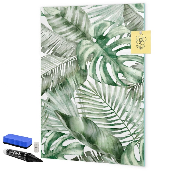 Pizarra borrable de cristal con imanes Tablero verde para fotos y notas.